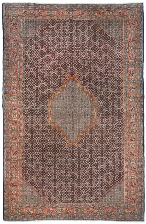 Vintage Plum Geometric 8X11 Ardebil Persian Oriental Rug