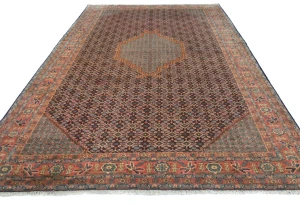 Vintage Plum Geometric 8X11 Ardebil Persian Oriental Rug