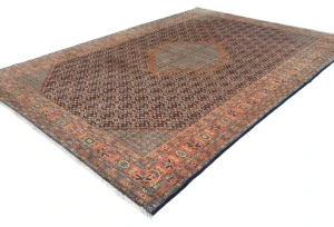 Vintage Plum Geometric 8X11 Ardebil Persian Oriental Rug