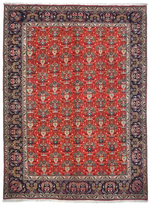 Vintage Orange-red Floral Traditional 10X13 Tabriz Persian Rug
