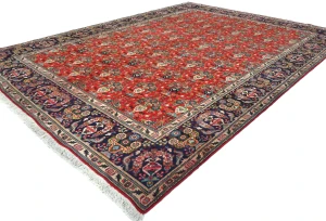 Vintage Orange-red Floral Traditional 10X13 Tabriz Persian Rug