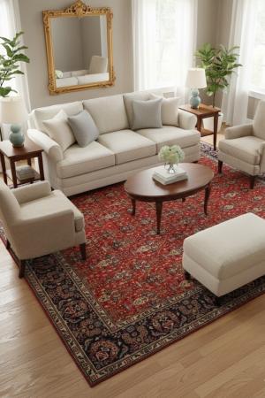 Vintage Orange-red Floral Traditional 10X13 Tabriz Persian Rug