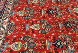 Vintage Orange-red Floral Traditional 10X13 Tabriz Persian Rug