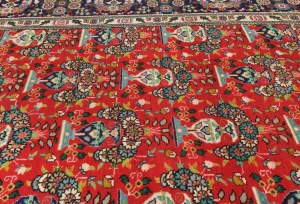 Vintage Orange-red Floral Traditional 10X13 Tabriz Persian Rug