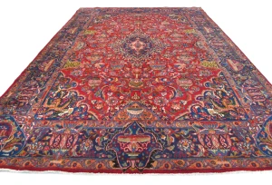 Vintage Red Pictorial Traditional 10X13 Kashmar Persian Rug