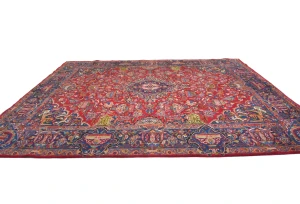 Vintage Red Pictorial Traditional 10X13 Kashmar Persian Rug