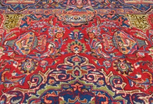 Vintage Red Pictorial Traditional 10X13 Kashmar Persian Rug