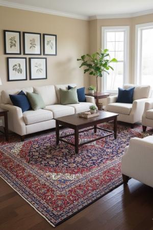 Vintage Purple-navy Floral Traditional 10X13 Kashan Persian Rug