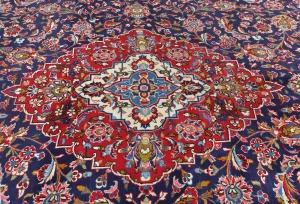 Vintage Purple-navy Floral Traditional 10X13 Kashan Persian Rug
