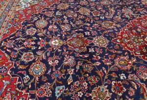 Vintage Purple-navy Floral Traditional 10X13 Kashan Persian Rug