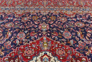 Vintage Purple-navy Floral Traditional 10X13 Kashan Persian Rug