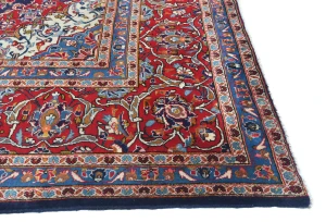 Vintage Purple-navy Floral Traditional 10X13 Kashan Persian Rug