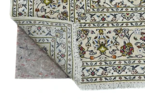 Vintage Cream Floral Traditional 8X12 Kashan Persian Rug