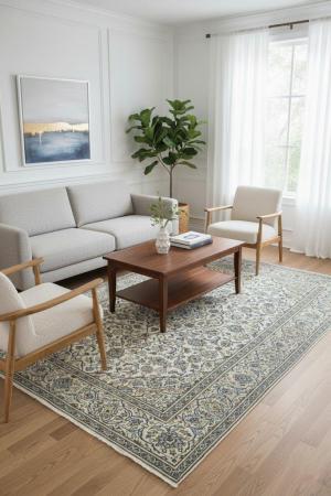 7'10 x 11'5 Hand Knotted Kashan Floral Persian Wool Rug