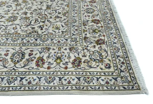 Vintage Cream Floral Traditional 8X12 Kashan Persian Rug