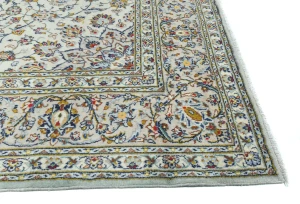 Vintage Cream Floral Traditional 8X12 Kashan Persian Rug