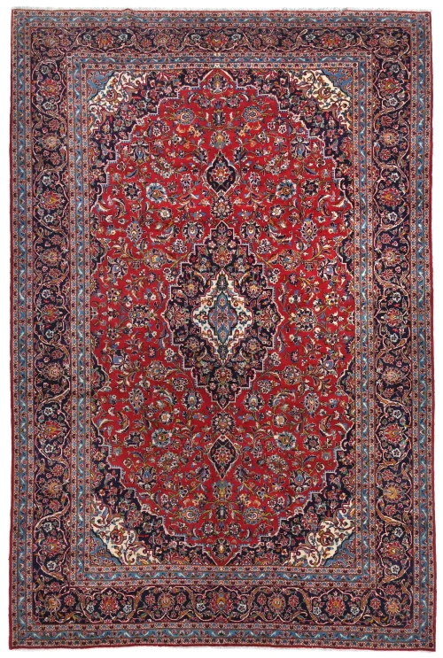 Vintage Red Floral Traditional 10X14 Kashan Persian Rug