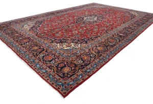 Vintage Red Floral Traditional 10X14 Kashan Persian Rug