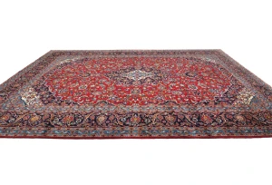 Vintage Red Floral Traditional 10X14 Kashan Persian Rug