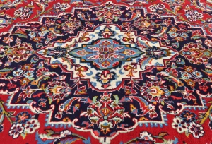 Vintage Red Floral Traditional 10X14 Kashan Persian Rug