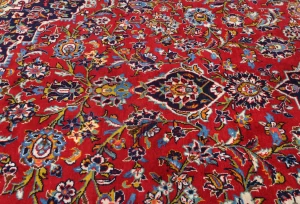 Vintage Red Floral Traditional 10X14 Kashan Persian Rug