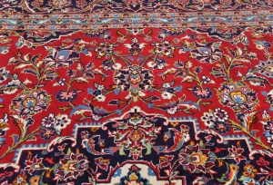 Vintage Red Floral Traditional 10X14 Kashan Persian Rug