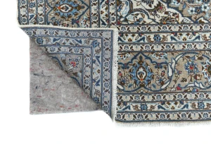 Vintage Cream Floral Traditional 8x11 Kashan Persian Rug