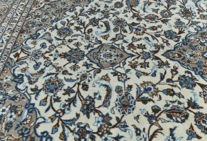 Vintage Cream Floral Traditional 8x11 Kashan Persian Rug