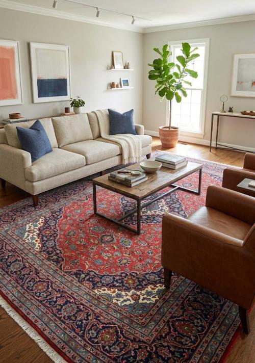 8'1 x 11'3 Hand Knotted Kashan Floral Persian Wool Rug