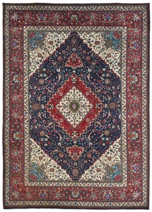 Vintage Purple-navy Floral Traditional 9'8X12'4 Tabriz Persian Rug
