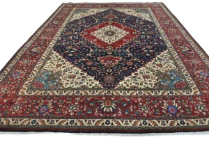 Vintage Purple-navy Floral Traditional 9'8X12'4 Tabriz Persian Rug
