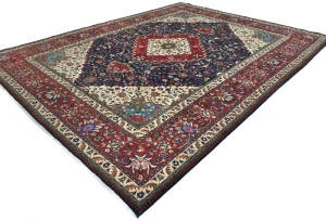 Vintage Purple-navy Floral Traditional 9'8X12'4 Tabriz Persian Rug