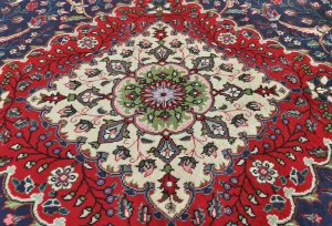 Vintage Purple-navy Floral Traditional 9'8X12'4 Tabriz Persian Rug