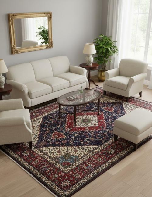 Vintage Purple-navy Floral Traditional 9'8X12'4 Tabriz Persian Rug