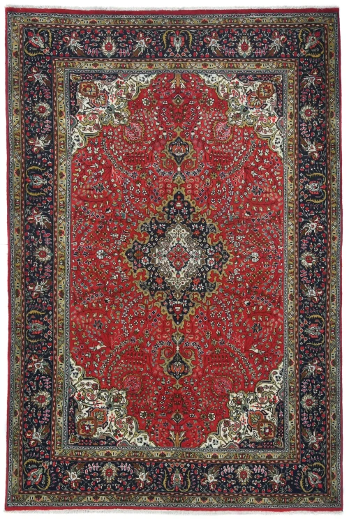 Vintage Red Floral Traditional 7X10 Tabriz Persian Rug
