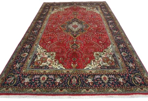 Vintage Red Floral Traditional 7X10 Tabriz Persian Rug