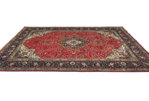 Vintage Red Floral Traditional 7X10 Tabriz Persian Rug