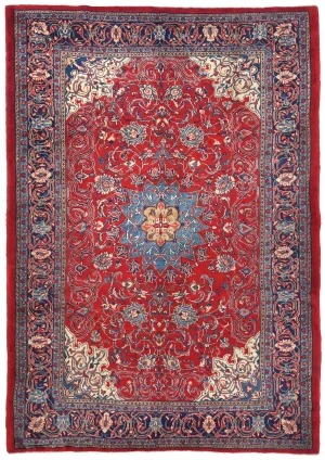 Vintage Red Floral Traditional 7X10 Mahal Persian Rug