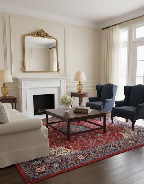 Vintage Red Floral Traditional 7X10 Mahal Persian Rug