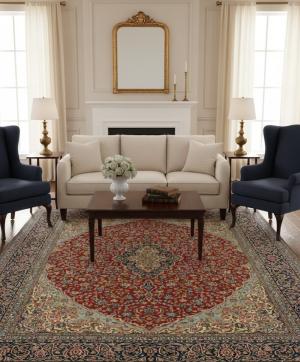 Vintage Red Traditional Floral 10x13 Kerman Persian Rug