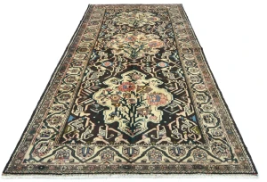 Vintage Dark Brown Floral 5'5X10'2 Bakhtiari Persian Runner Rug
