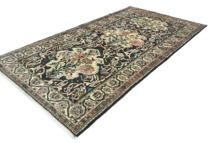 Vintage Dark Brown Floral 5'5X10'2 Bakhtiari Persian Runner Rug