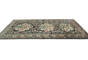 Vintage Dark Brown Floral 5'5X10'2 Bakhtiari Persian Runner Rug