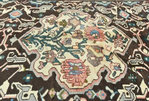 Vintage Dark Brown Floral 5'5X10'2 Bakhtiari Persian Runner Rug