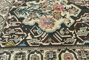 Vintage Dark Brown Floral 5'5X10'2 Bakhtiari Persian Runner Rug
