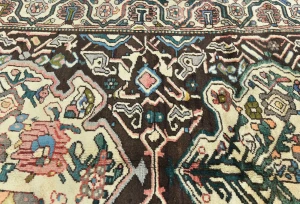 Vintage Dark Brown Floral 5'5X10'2 Bakhtiari Persian Runner Rug