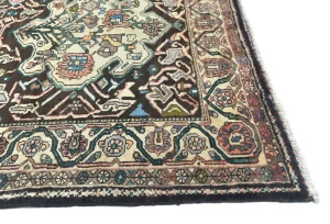 Vintage Dark Brown Floral 5'5X10'2 Bakhtiari Persian Runner Rug