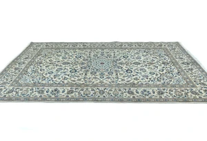 Vintage Cream Traditional  Floral 7X10 Kashan Persian Rug