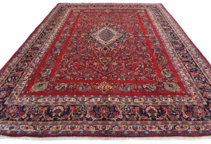Vintage Red Floral Traditional 9X12 Hamedan Persian Rug