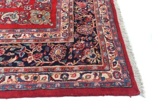 Vintage Red Floral Traditional 9X12 Hamedan Persian Rug